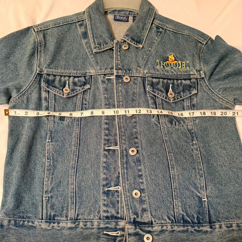 Vintage Disney Winnie the Pooh Denim Jacket Medium Blue Embroidered Cotton - Picture 9 of 11
